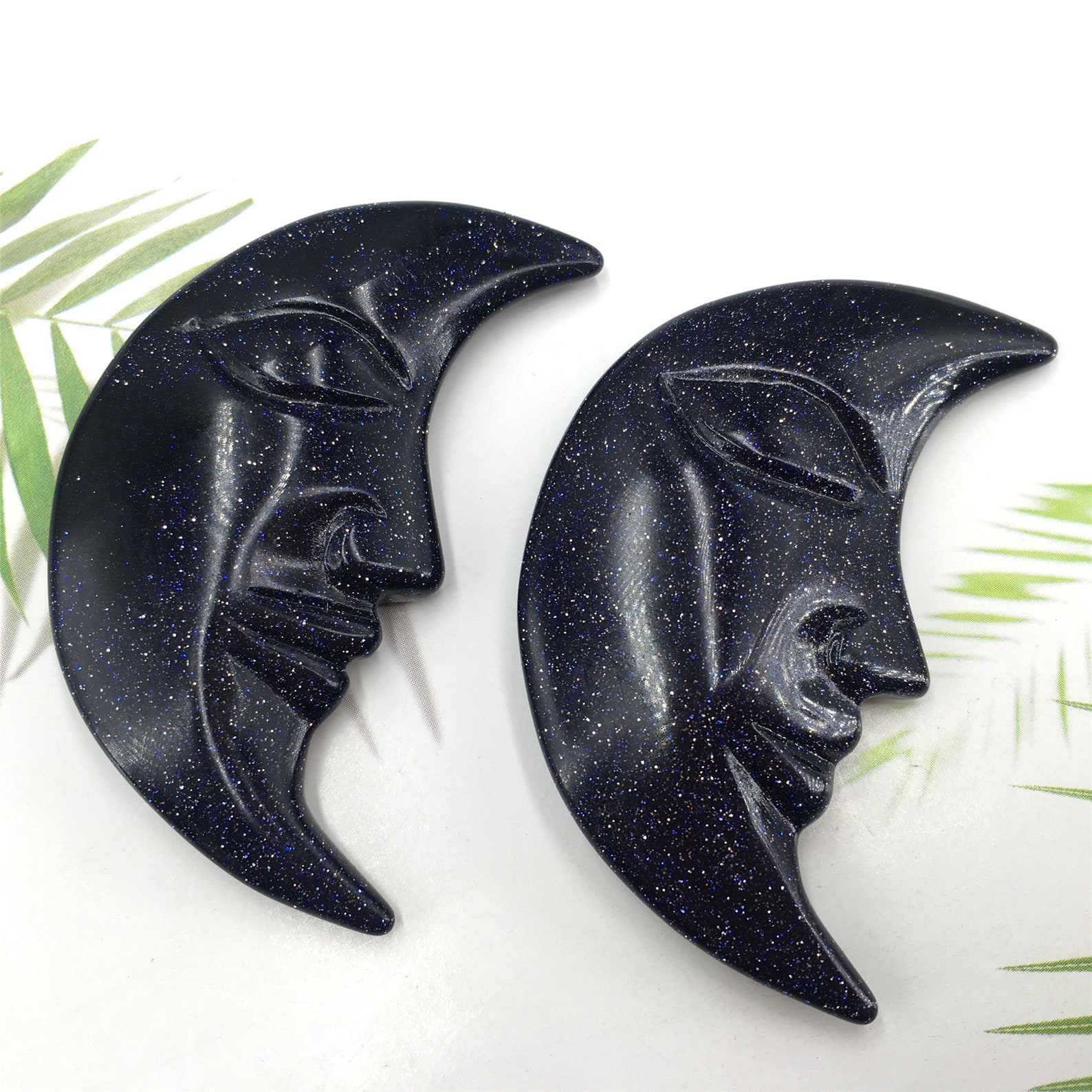 1pc Blue Gold Sand Quartz Crystal MoonReiki HealingCrystal Etsy