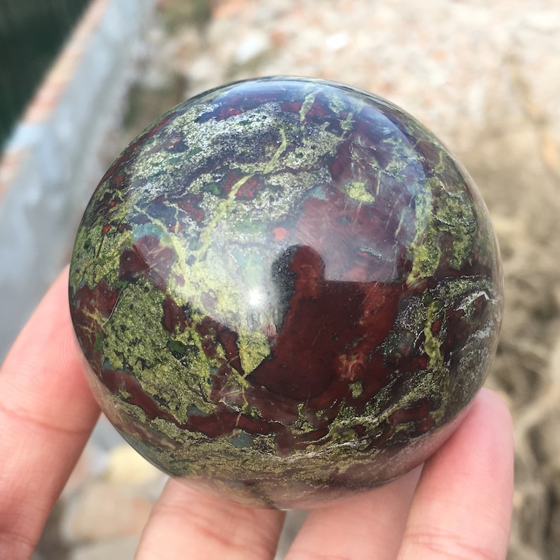1pc 50mm+ Natural dragon blood stone quartz sphere crystal ball,rock stone mineral specimen,Reiki healing 260g+ Home decoration