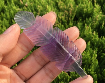 1PC Natural Fluorite Feather,Quartz Crystal Feather,Mineral Specimen,Rock,Crystal Carving,Home Decoration,Reiki Healing,Crystal Gifts 25g+