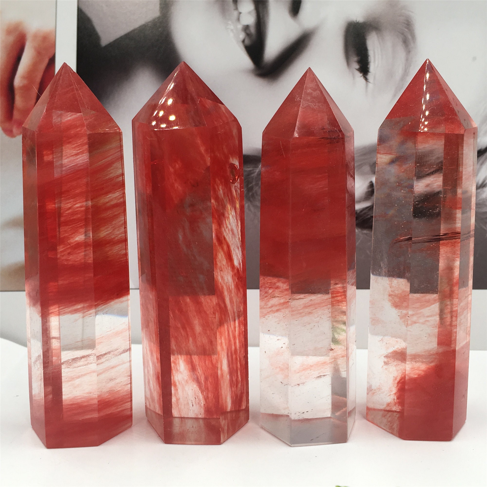 1PC Red Smelting Quartz Crystal Obeliskquartz Crystal Etsy UK