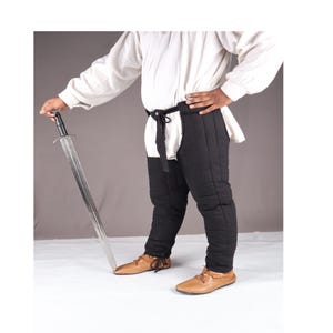 Gambeson Chausses for Warrior, Renaissance Costume, Quilted Medievals Pant, Medieval Padded Leg Armor Pants Black