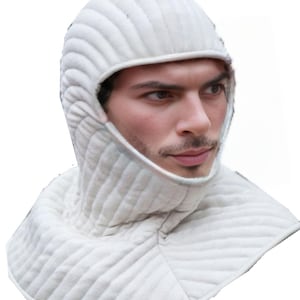 Medieval Viking Padded Hood with Collar | Renaissance Costume Armor Cap for LARP, SCA,