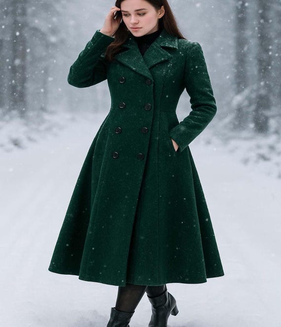 navy blue dress for baby girl Woolen Trench Coat, Winters Dresses, Long Coats, Female Dress for Winter,  Warm Costume