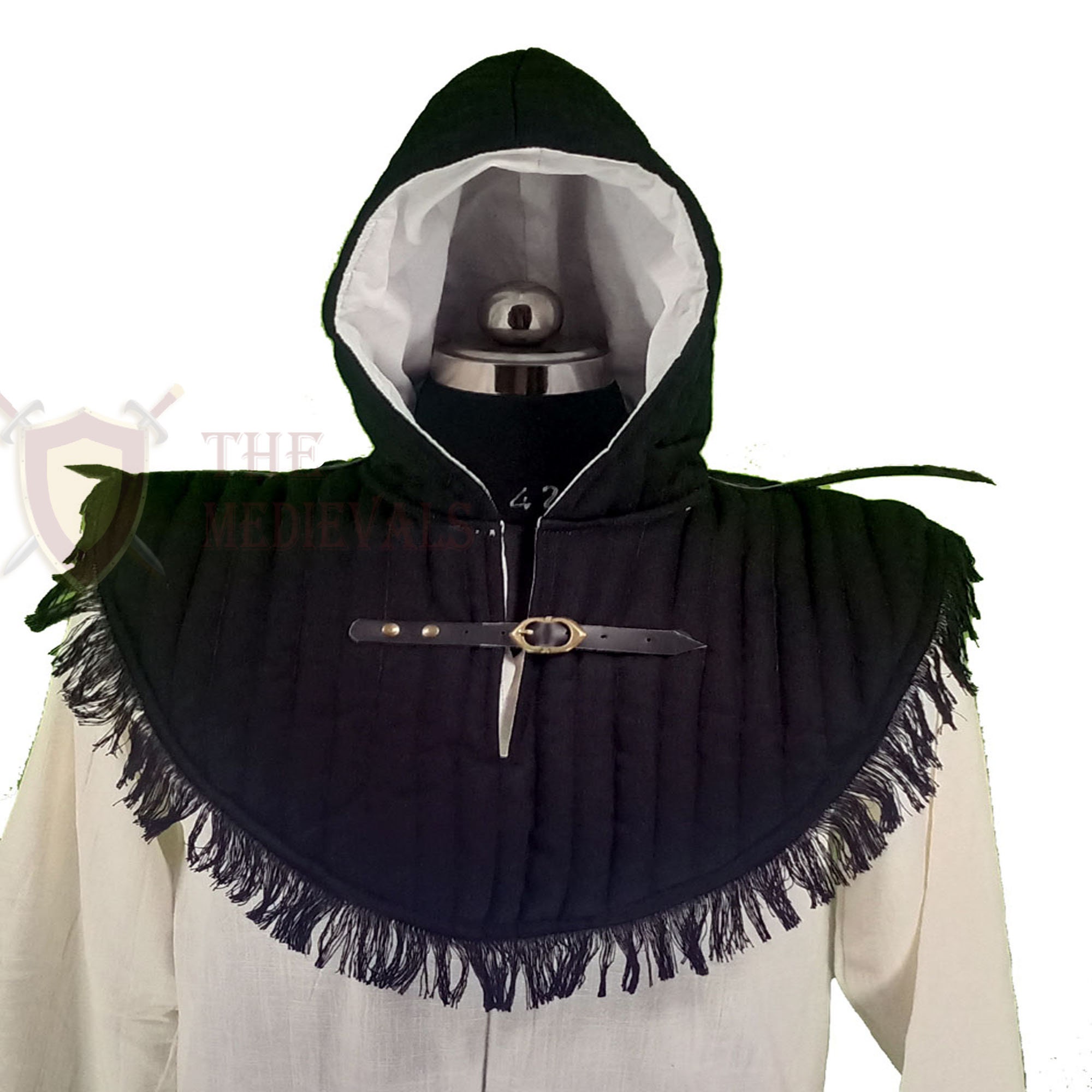 Gambeson Medieval Cotton Hood with Coller SCA Costume Armor 