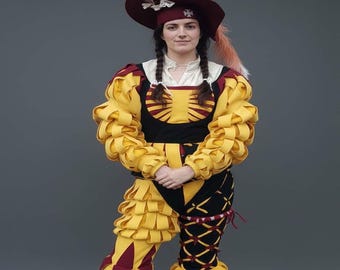 Personalized Renaissance Woolen Costume Landsknecht Wamshemd Hosen Female Wool Stumpfe Pants Medieval Fair Cosplay