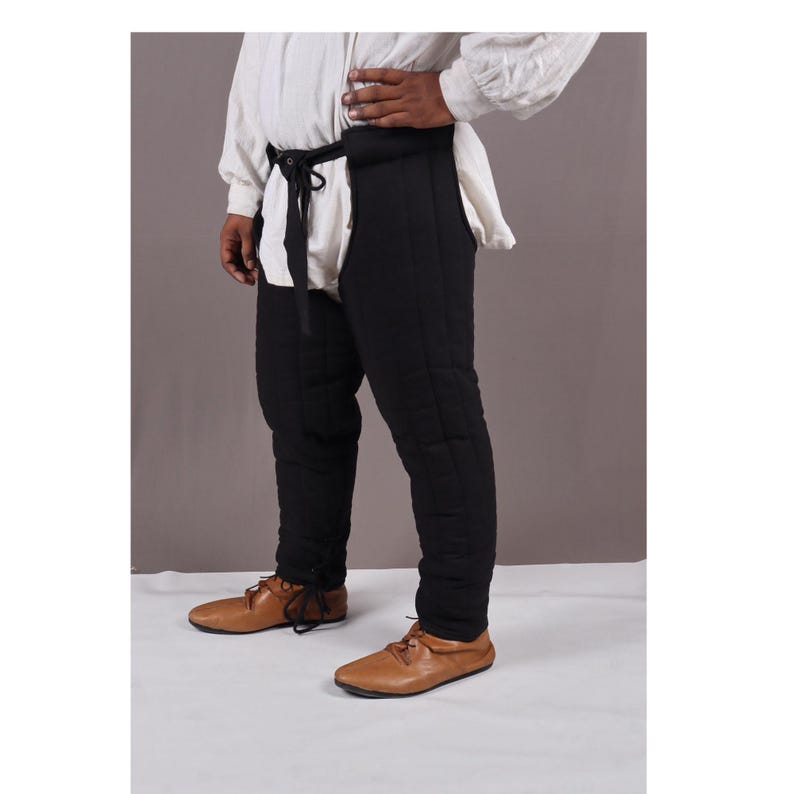 Gambeson Chausses for Warrior, Renaissance Costume, Quilted Medievals Pant, Medieval Padded Leg Armor Pants image 1
