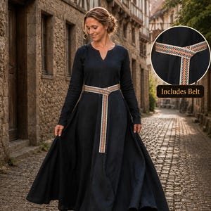 Medieval Linen Gown, renaissance outfit, Viking Women Dress, Landsknecht chemise , LARP, Ren Faire Cosplay image 1