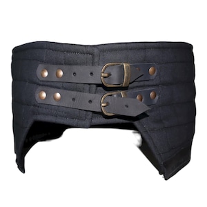 Ceinture d'armement pour chausses - Ceinture C en lin et cuir - Porte-jarretelles solide pour tuyau et armure - Vêtements médiévaux pour chevalier, ceinture de combattant
