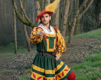 Waffenrock Costume, Renaissance Woolen Costumes, Medieval Clothing, Customized Historical Dress with Socks and Hat
