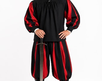 Halloween Festival Costumes, fairy Renaissance Dress, Landsknecht Tunic& Hosen with Chemise, Medievals Clothing