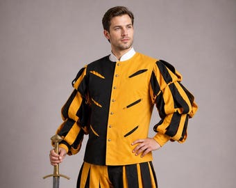 Cotton Landsknecht Shirt, Renaissance Costume with Full Sleeves and Custom Sizing
