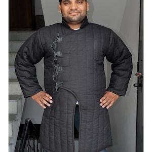 Medieval Padded Gambeson | Renaissance Fair Costume, Viking & LARP Armor, SCA Cosplay, Thick Quilted Medieval Clothing, Long Gambeson