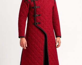 Gambeson long rembourré, armure médiévale en coton, vêtements de reconstitution historique Renaissance pour hommes