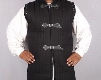 SCA Gambeson, Viking Gambeson, Fencing Gambeson, Black Gambeson for men, Custom Gambeson, Full Length Gambeson