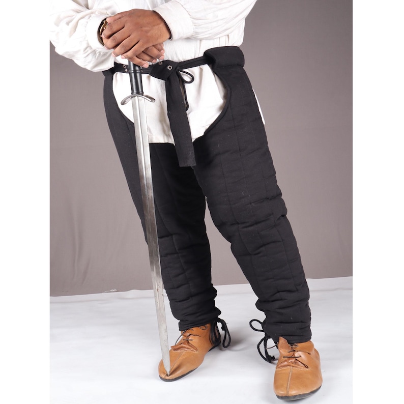 Gambeson Chausses for Warrior, Renaissance Costume, Quilted Medievals Pant, Medieval Padded Leg Armor Pants image 3
