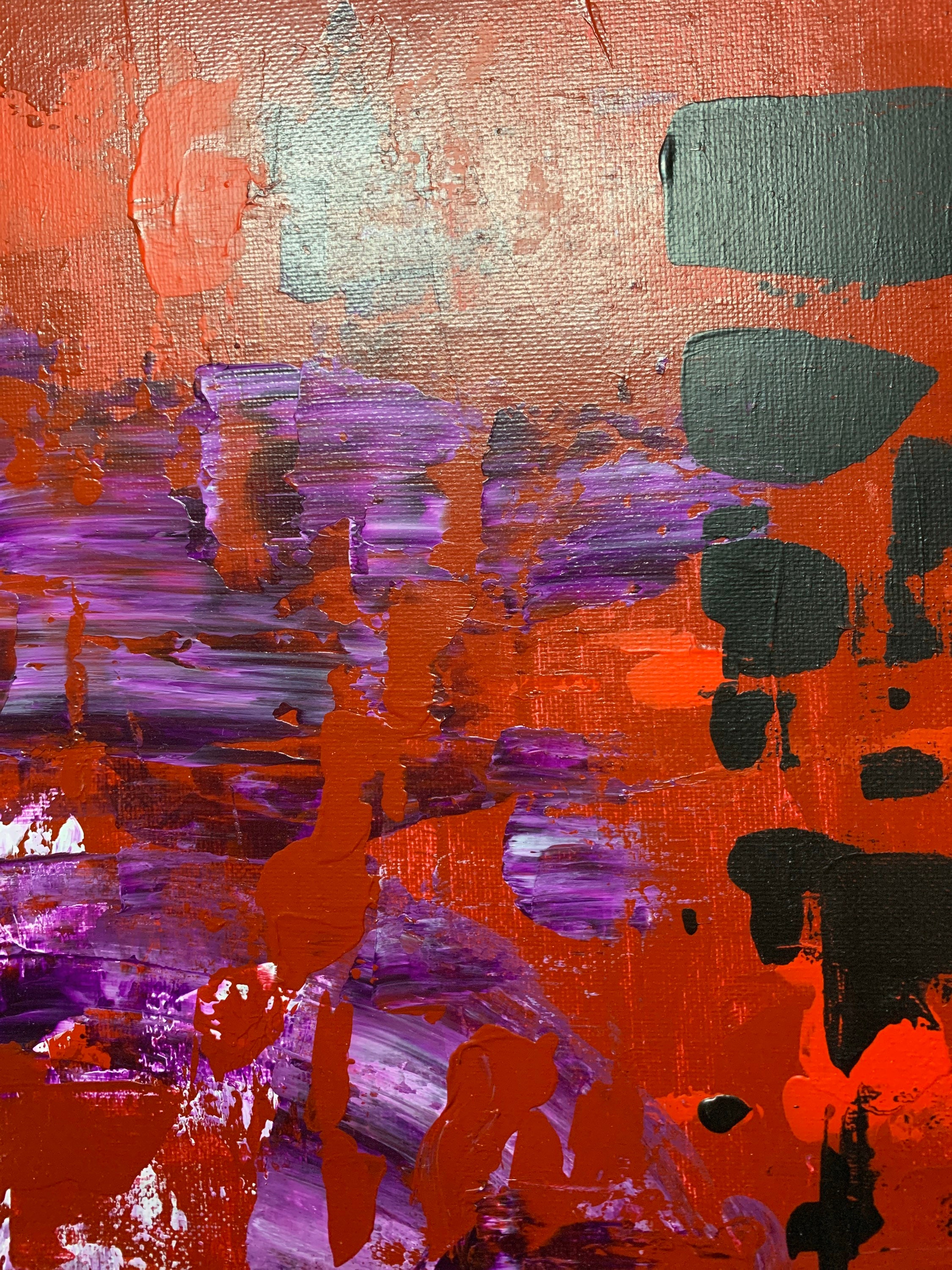 Original Abstract Art, Unframed Art, Black, Purple and Red
