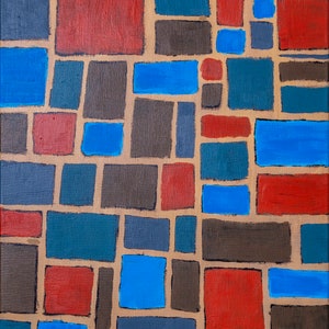 Abstract Art, Squares Art, Tan, Orange and Blue Abstract Art, Unframed Art, 16x20 inch Abstract Art, Original Abstract Art, Wall Art