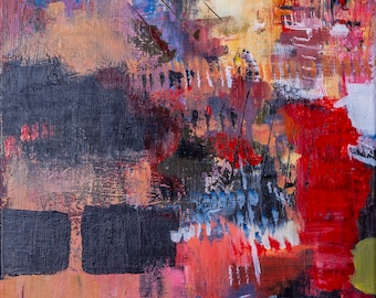 Bunte abstrakte Kunst, schwarze, weiße, rote, orange und blaue abstrakte Kunst, ursprüngliche Kunst, ungerahmt Kunst, ursprüngliche abstrakte Kunst, 16x20 Zoll Kunst
