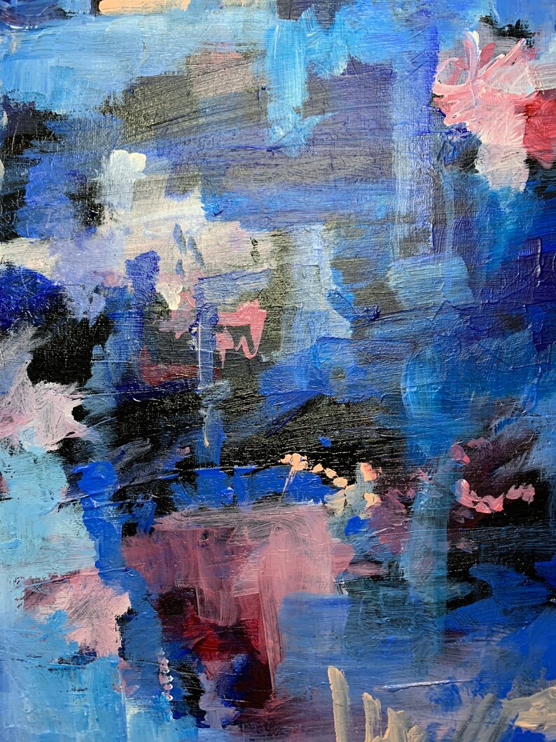 Pink, Blue and Purple Abstract Art, Original Art, Original Wall Art, 16x20 Inch Abstract Art