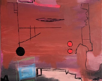 Original abstrakte Malerei auf ungerahmte Leinwand, Bunte abstrakte Kunst, Bürokunst, 16x20 inch Malerei, Abstrakte Malerei, Warme Kunst