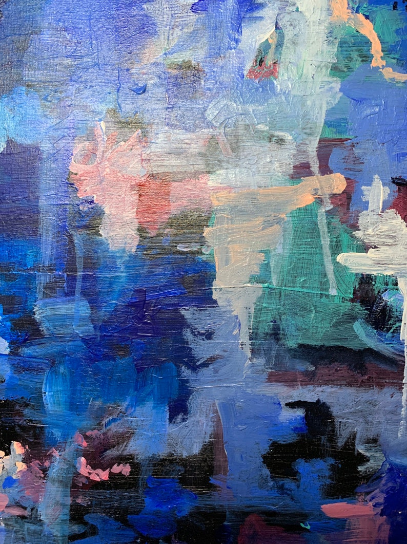 Pink, Blue and Purple Abstract Art, Original Art, Original Wall Art, 16x20 Inch Abstract Art