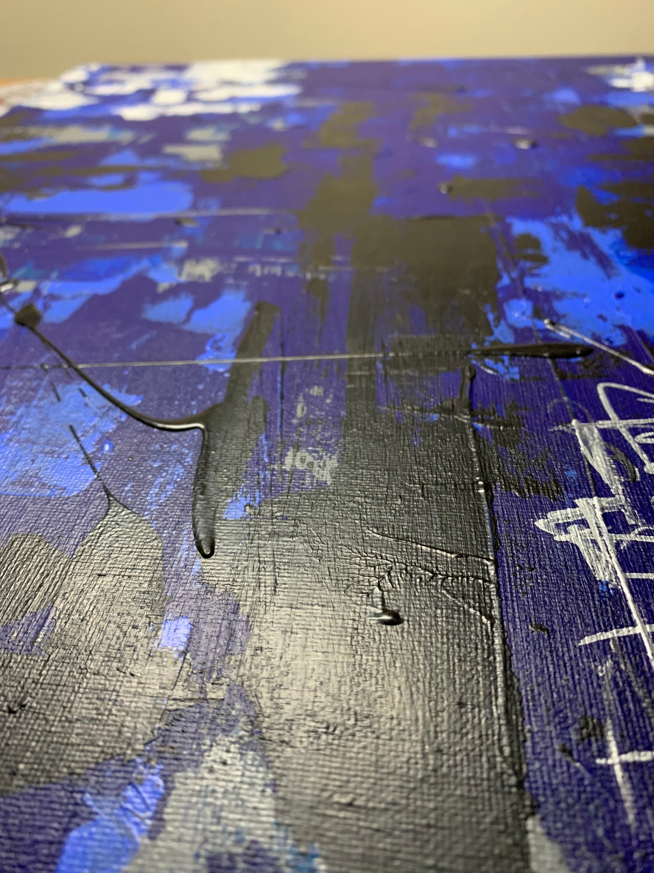 Black Blue White & Silver Abstract Art Wall Art Office Etsy