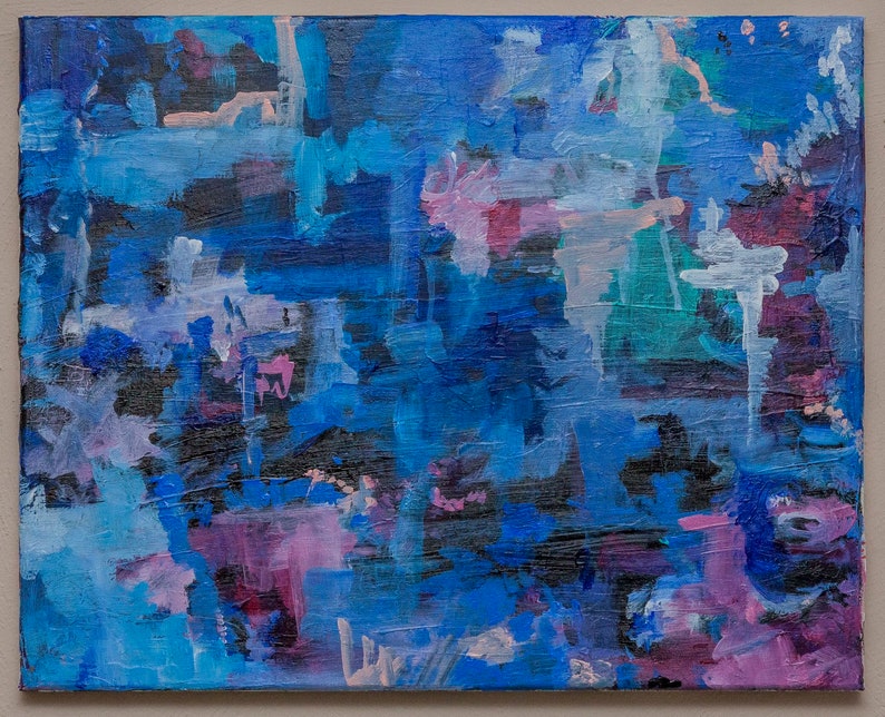 Pink, Blue and Purple Abstract Art, Original Art, Original Wall Art, 16x20 Inch Abstract Art