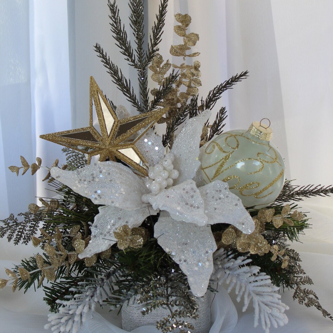 Christmas Decorelegant White Christmas Centerpiece for Tablechristmas
