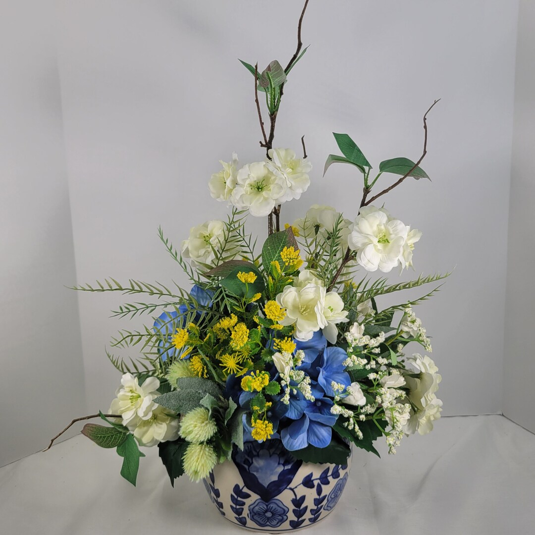 Elegant Blue and White Table Centerpiece Best Gift for Mom Etsy