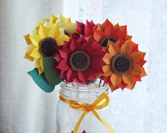 Decorative Handmade Stemmed Paper Sunflowers