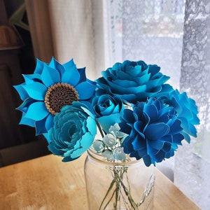 Teal Paper Flower Bouquet