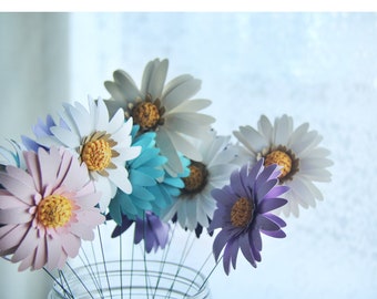 Decorative Handmade Stemmed Paper Daisies
