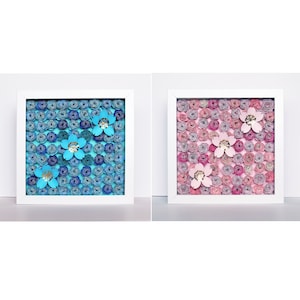Cherry Blossom Paper Flower Shadow Box, 8x8