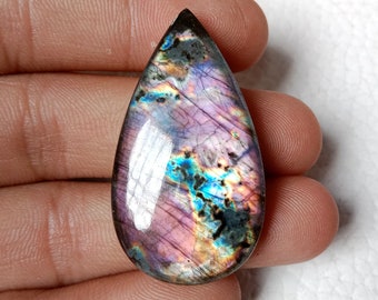 Natural Purple Labradorite Gemstone Cabochon 41x23x8 mm Teardrop Shape Loose Stone Handmade Jewelry Making 58.60 crt