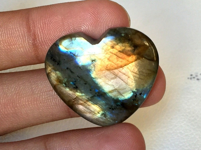 Natural Multi Labradorite Cabochon Gemstone 29x32x8 mm Handmade Jewelry Making 53.50 crt.