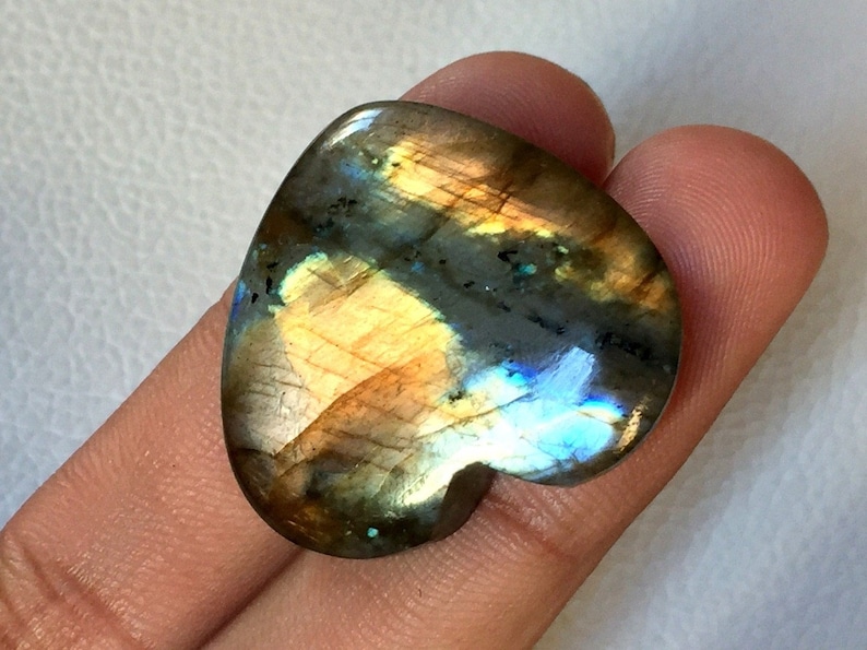 Natural Multi Labradorite Cabochon Gemstone 29x32x8 mm Handmade Jewelry Making 53.50 crt.