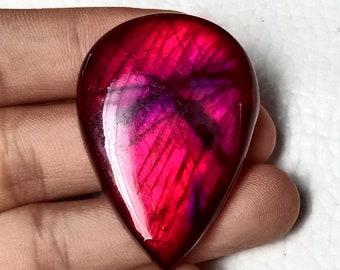 Very Rare Pink Purple Dyed Labradorite Cabochon 45x32x6 mm Amazing Purple Heated Teardrop Shape Labradorite Gemstone Jewelry Making 79.60 ct