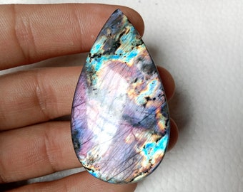 Natural Purple Labradorite Gemstone Cabochon 54x31x8 mm Teardrop Shape Loose Stone Handmade Jewelry Making 111.90 crt