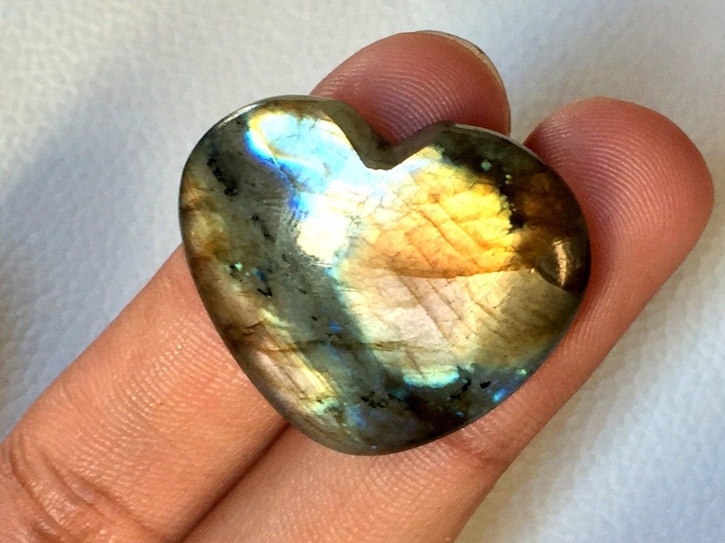 Natural Multi Labradorite Cabochon Gemstone 29x32x8 mm Handmade Jewelry Making 53.50 crt.