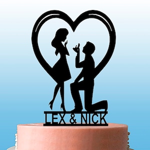 Personalised Proposal and Engagement Celebration Acrylic Cake Topper - M