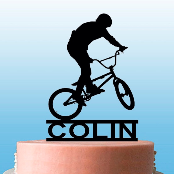 Personalisierte Mountainbike oder BMX Sprung Geburtstag Feier Cake Topper Acryl