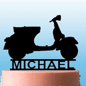 Lambretta, Vespa or Any Model Motor Scooter cake topper Personalised with Any Name- Acrylic