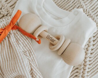 engraved baby rattle