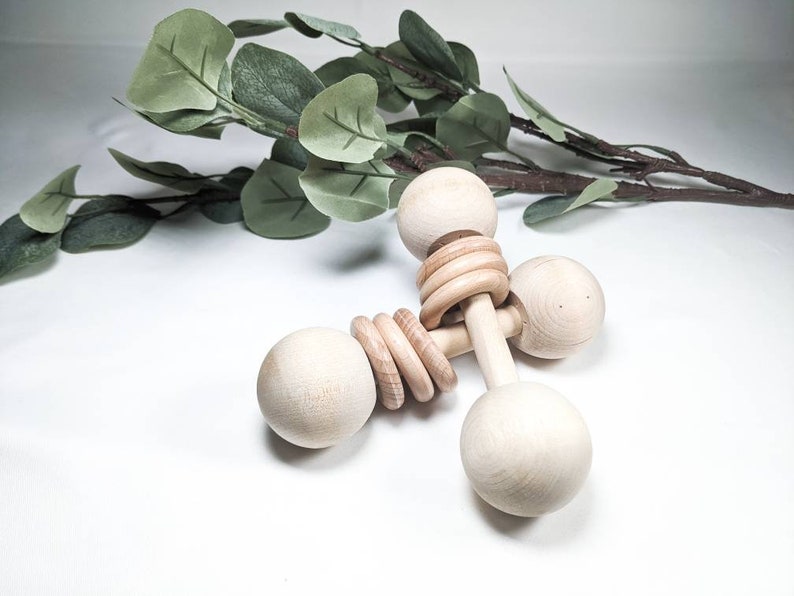Natural Wooden Rattles Wood Baby Rattle Newborn Gift Etsy