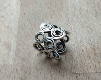 Contemporary design ring. Hand finished silver ring, adjustable, nickel free. Boho style ring. Band ring. Gift for her