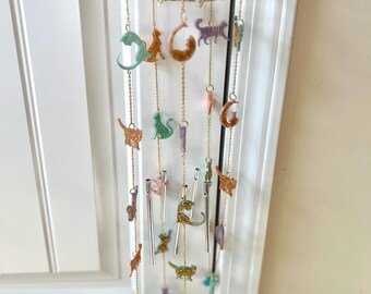 Spring Summer Mother's Day Easter Wind Chimes | Cat | Pastel | Gold | Unique Gift | New Home Gift | Welcome Gift | Baby Shower | New Baby