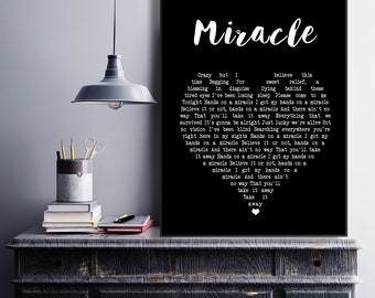 Miracles Quote Etsy - miracle black heart song lyric quote wall art poster music lyric print