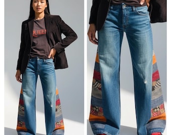 Pantalones vaqueros anchos de estilo urbano, reciclados, disponibles en tallas para hombre y mujer, estilo retro, varios estilos.