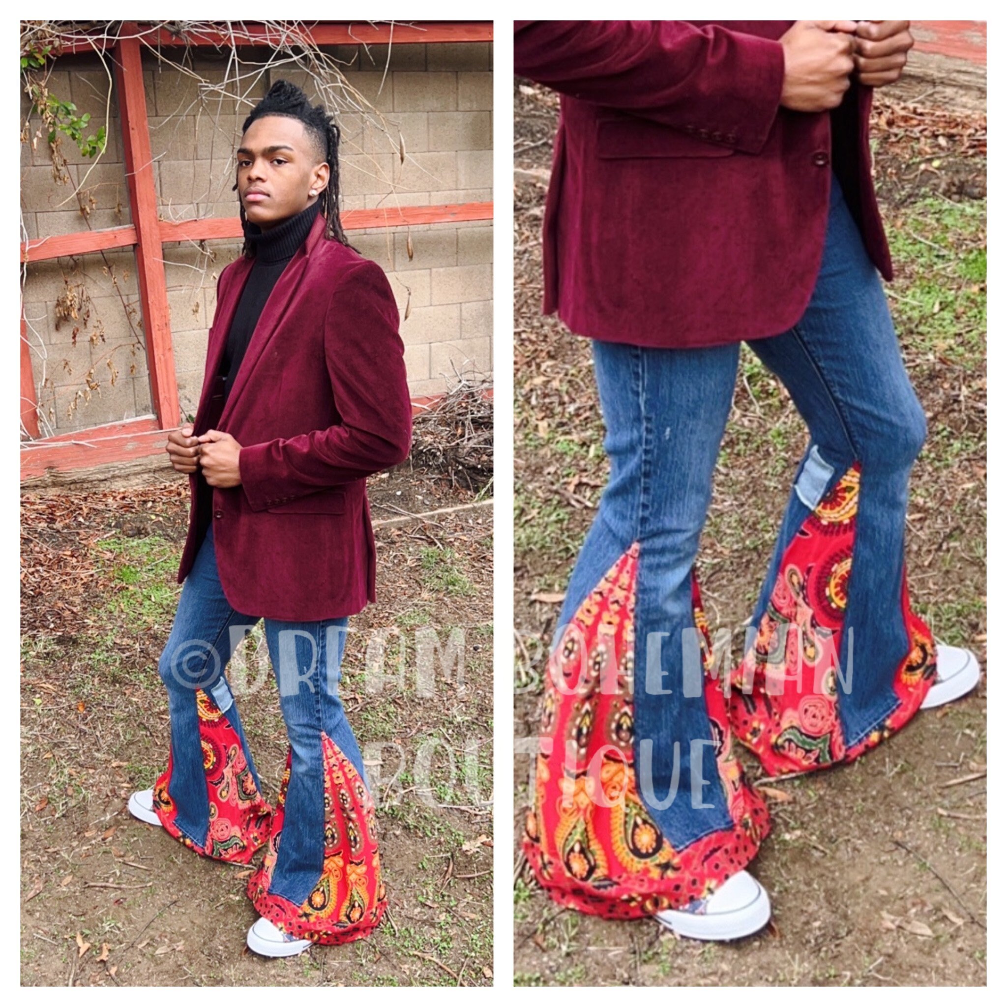 Mens red deals bell bottom pants