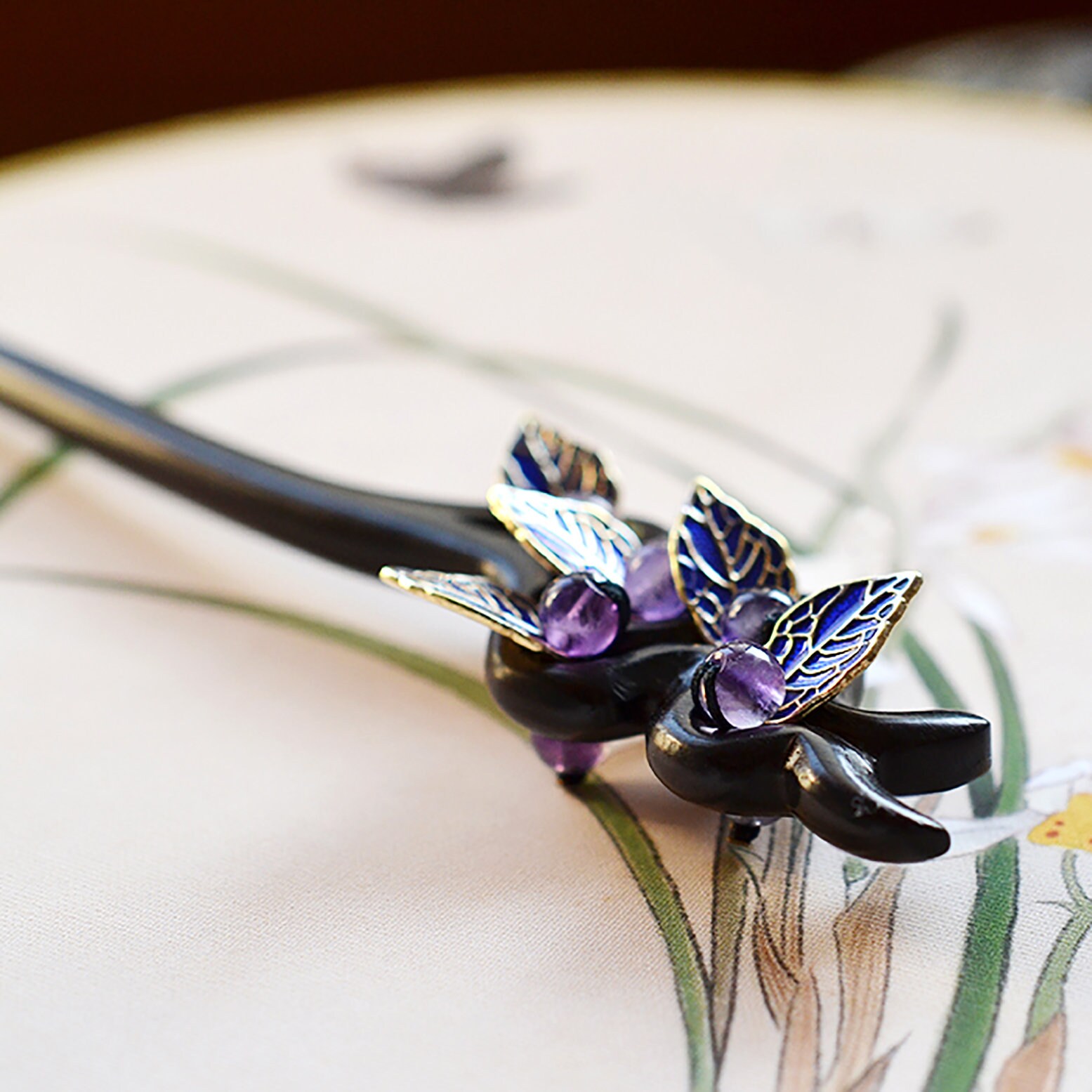 ON SALE Chinese hair stick amethyst purple crystal blue Etsy